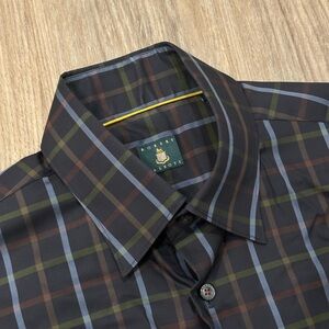 Robert Talbott Men's Plaid Shirt - Black, Brown, and Green